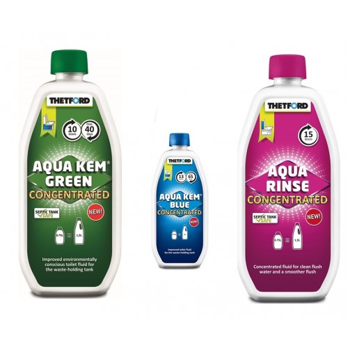 3 lü Kimyasal Set( Aqua Kem Blue Konsantre, Aqua Rinse Pembe, Aqua Kem Green Konsantre)