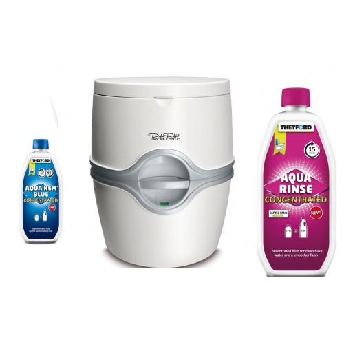 Portatif Tuvalet Porta Potti 565E( Aqua Kem Blue Konsanre, Aqua Rinse Pembe)