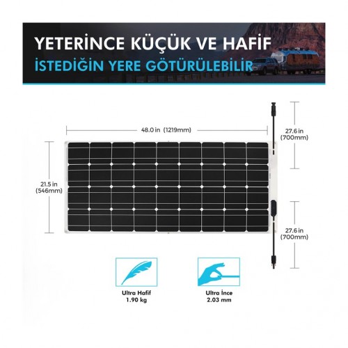 Renogy Güneş Paneli 100 Watt 12V (Monokristal) Renogy Güneş Paneli 100 Watt 12V (Monokristal)